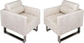 LUCKYERMORE Waiting Room Chair Set of 2 Large Guest Club Chairs for Studio Office Reception Couch, Lobby Lounge Accent Chairs Soft Leather Side Arm Chair Sofa for Bedroom Living Room, Beige+White