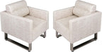 LUCKYERMORE Waiting Room Chair Set of 2 Large Guest Club Chairs for Studio Office Reception Couch, Lobby Lounge Accent Chairs Soft Leather Side Arm Chair Sofa for Bedroom Living Room, Beige+White