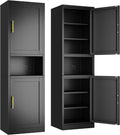 Ckzbx Tall Narrow Storage Cabinet 66.93" H Tall Bathroom Cabinet Metal Pantry Cabinets, 4 Adjustable Shelves for Kitchen, Home Office, Living Room, Dinning Room (20 inches Wide Black)