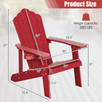 Giantex Outdoor Adirondack Chair - Oversized Patio Chairs w/Hidden Cup Holder, Realistic Wood Grain, 380 LBS Weight Capacity, Weather Resistant Firepit Chairs for Backyard, Garden (1, Red)