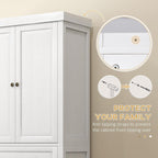 72.5" Tall Farmhouse Kitchen Pantry Storage Cabinet, Freestanding Kitchen Cabinet with 4 Doors, Drawer and Adjustable Shelves for Dining Room, Distressed White,16 * 30 * 72.5