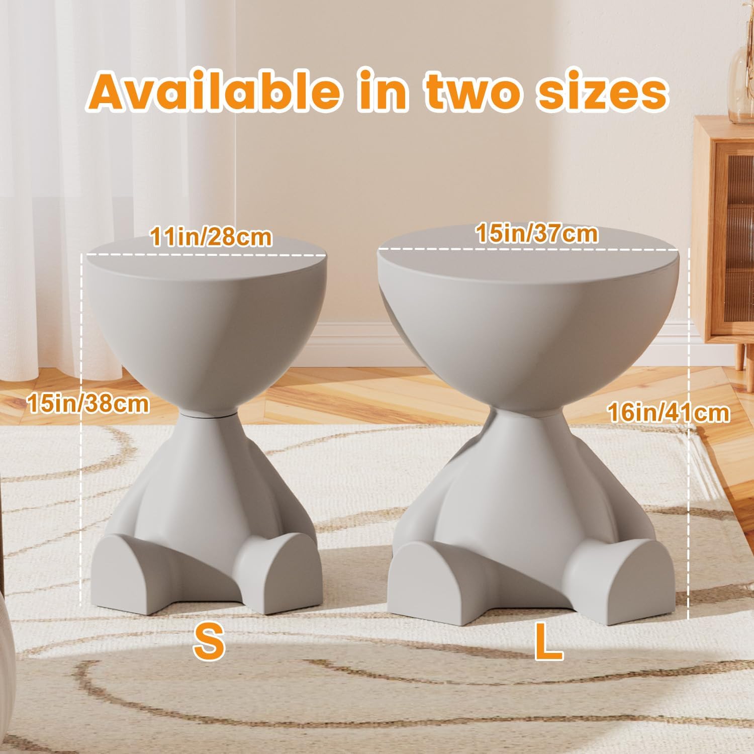 Circle Side Table, Round Modern End Table, Waterproof & Durable, Small Coffee Table for Living Room, Bedroom, Bedside, Versatile Accent Table - Orange