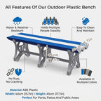 Plastic Shower Bench for Pool and Locker Room, ABS Utility Bench for Bathroom, Spa, Gym and Indoor Outdoor Seating Areas(Blue,L86IN)