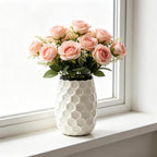 Hosley 7.5” Metal Honeycomb Vase – Decorative Modern Textured Flower Vase for Dried Floral Arrangements, Centerpieces, Tabletop Decor for Home, Wedding, Office