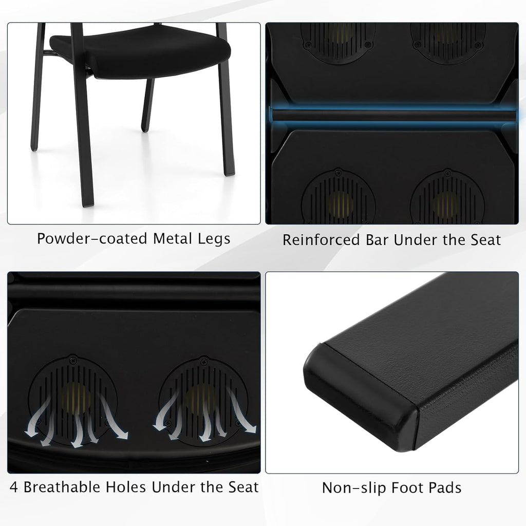 Giantex 2-Pack Reception Room Chair Set with Mesh Back, Metal Frame & Padded Seat, Armrests, No Wheels, Stacking Guest Chairs for Office, Waiting Room, Lobby, Meeting, Black