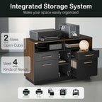 ModernMate 4 Drawer File Cabinet, Wood Filing Cabinet for Home Office with Lock, Power Strip, Storage Shelves, Home Office Lateral File Storage Fits A4/Letter Size, Black Walnut