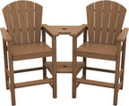 SERWALL Tall Adirondack Chairs Set of 2 with Double Layer Connecting Tray, HDPE Bar Height Outdoor Chairs, Wood-Like Adirondack Bar Stools for Patio, Balcony, Porch, Brown