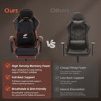 Ergonomic Gaming Chair for Adults with Footrest - PU Leather Computer Gamer Chair with Memory Foam Headrest & Lumbar Pillow, Reclining Silla Gamer Video Game Chair for Home Office, Black & Brown