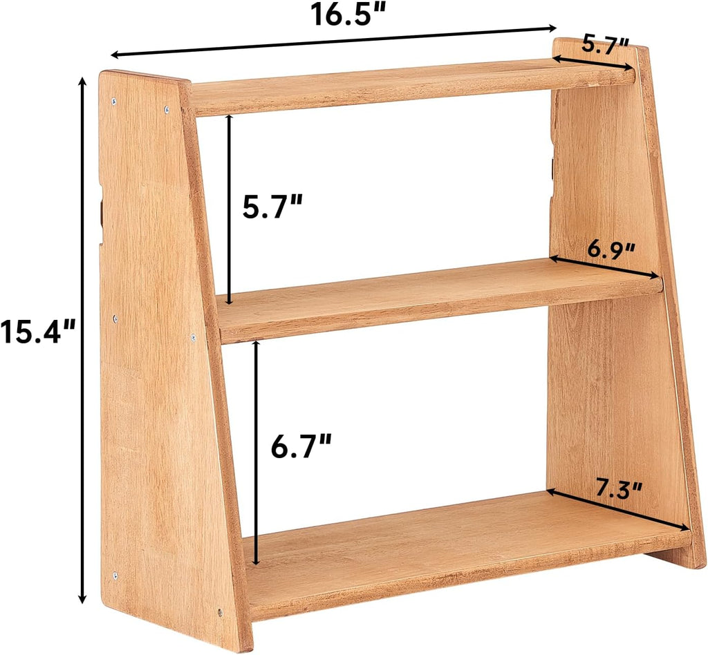 Solid Rubber Wood Spice Rack,Wood Round Side Table,Small Drink Table for Small Spaces,3 Tier Freestanding & Wall Mounted Kitchen Countertop Organizer