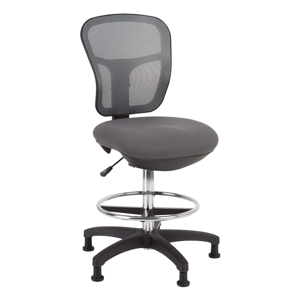 Norwood Commercial Furniture Adjustable-Height Office Mesh Drafting Chair with Chrome Footrest Ring & Optional Arms