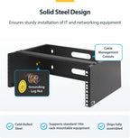 StarTech.com 4U Wall Mount Network Rack - 14 Inch Deep (Low Profile) - 19" Patch Panel Bracket for Shallow Server and IT Equipment, Network Switches - 44lbs/20kg Weight Capacity, Black (WALLMOUNT4)