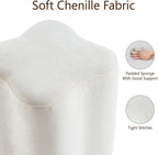 Get Set Style 14.4 Inch Flowers Shaped Ottoman,Modern Chenille Ottoman Vanity Stool for Living Room Comfortable Pouf,Stylish Sofa Foot Rest (White)