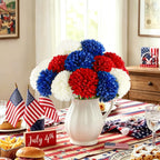 Yunfan 4th of July Decorations Patriotic Decor 12Pcs Artificial Flowers Red White and Blue for Independence Memorial Veterans Labor Fourth of July Home Party Centerpiece Vase