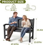 Outdoor Bench, 2-Person Outdoor Benches Weatherproof, 600 lbs Weight Capacity, Low Maintenance, Garden Bench for Patio, Park, Porch, Backyard, Balcony