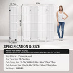 4 Panel Room Divider Folding Privacy Screen, 66.92″ Tall Solid Paulownia Wood Room Partition with 360° Hinges, Freestanding Wall Divider for Room Separation, Home, Bedroom, Office (White)