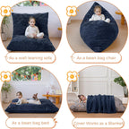 MAXYOYO 3 in 1 Kids Bean Bag Chair, Child Floor Sofa for Gaming, Reading, Faux Fur Floor Couch with High-Density Foam Filling for Living Room Bedroom