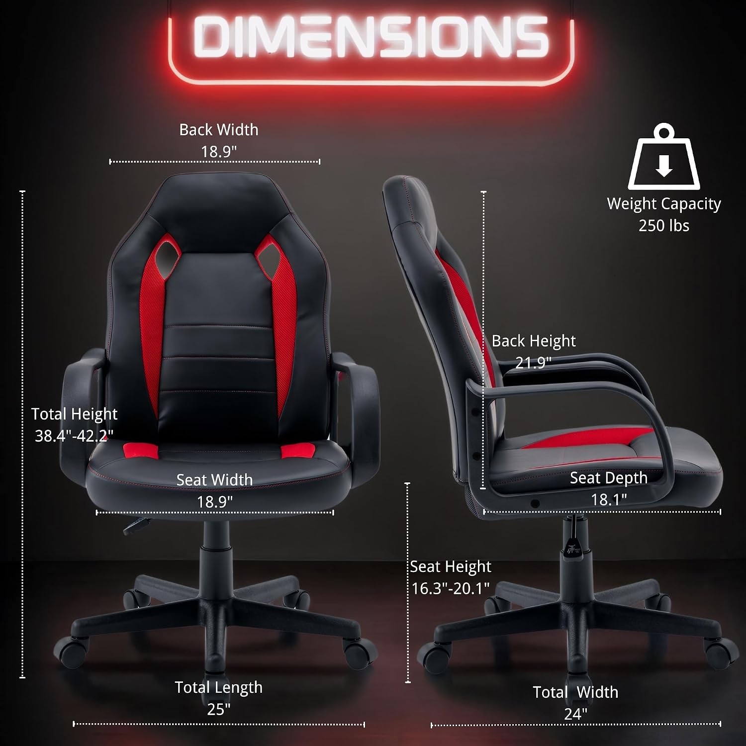 Ergonomic Computer Gaming Chair Home Office Racing Executive Video Task Desk PU Leather for Adults Teens Kids Gamer