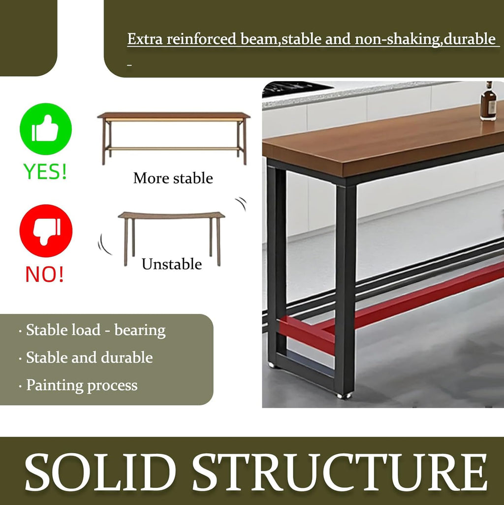 Bar Height Table Long Bar Table Solid Wood Farmhouse Bar Table Industrial Long Bar Height Table for Kitchen Coffee Shop, No Stool(71" L x 15.7" W x 41.3" H)