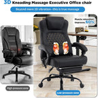 3D Kneading Massage Office Chair, 500lbs Big and Tall Ergonomic Reclining Office Desk Chair with Foot Leg Rest,Black