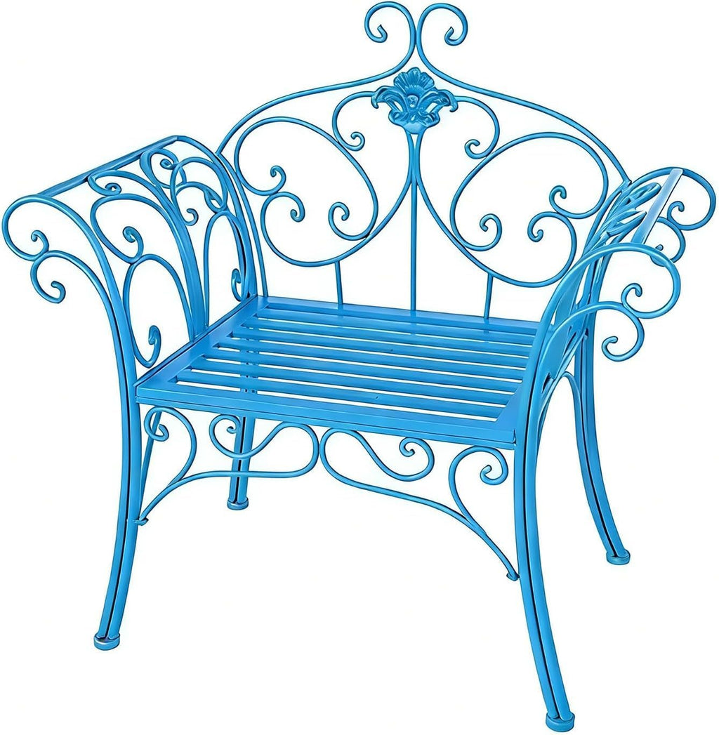 Cast Iron Garden Bench, All Weather Outdoor Patio Furniture, Multifunctional Compact Lounge Chair for Porch Balcony Bedroom Living Room