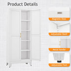 71" Tall Metal Pantry Storage Cabinet with Doors and 4 Adjustable Shelves, Freestanding White Cupboard for Kitchen, Dining Room or Living Room
