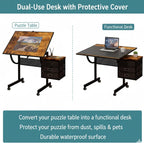 Adjustable Drafting Table with 4 Trays & 2 Storage Drawers, Multifunctional Tilting Drawing Art Desk, Vintage Drawing Table Art Craft Workstation for Studio Home Office Painting Writing (Style-A)