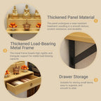 Solid Wood Wall Mounted Altar Table with Pull-Out Drawer for Incense & Meditation Personal Shrine Stand Prayer Altar Cabinet with Storage for Home(Teak color,50*40*30cm/19.7*15.7*11.8in)