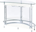Coaster Home Furnishings Amarillo Glass Top Freestanding Home Bar Cabinet, Modern Liquor Cabinet with 2 Shelves and Wine Glass Rack, White