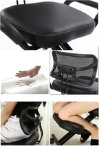 Ergonomic Kneeling Chair & Stool with Back Support | Height Adjustable 5 Roller Casters | Angled Seat Improves Posture | Extra Thick Cushions | for Home & Office