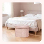 PINPLUS Storage Ottoman Boulce Tufted Oval Small Ottomans for Living Room Foot Rest with Storage, Pink 16.1"x12.2"x12.2" (Pink)