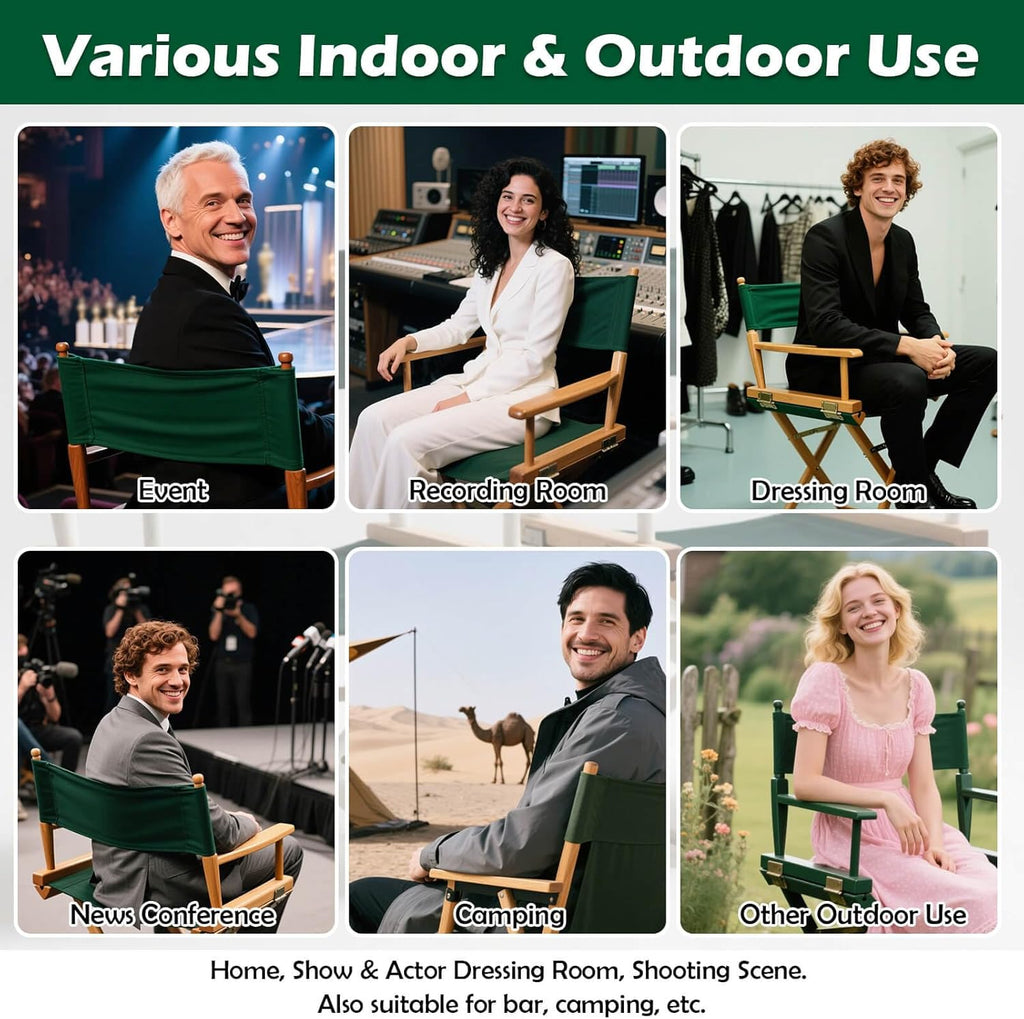 STAY GENT Director's Chair Canvas Replacement Kit 21"L x 8"W - 21"L x 16.5"W Replacement Canvas Durable Cotton Canvas Seat & Back Covers for Home,Model Artist,Makeup,Show Dressing Room, 1 Set Green