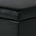 SIMPLIHOME Avalon Storage Ottoman Bench - 48 inch Wide Upholstered Vegan Leather Rectangle Storage Ottoman Bench in Carbon Black, Contemporary Ottoman for Living Room or Entryway with Lift-Up Lid