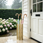 Metal Round Umbrella Stand Rack,Free Standing Umbrella Holder Bin, Canes Walking Sticks Holder for Entryway, Home, Office,Gold