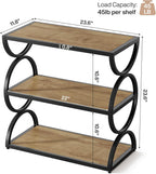 Tribesigns 3-Tier End Table, Narrow Side Table with Storage Shelves, Industrial Accent Table with Unique Circular Frame, Sofa Side Table for Living Room, Rustic Brown