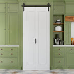 36" x 84" Paintable Bifold Barn Door with 40" Hardware & Handle - 1 Raised Hollow Core Panels No Assembly Required, Pre-Drilled Holes for Easy Installation, Pantry Closet Bi Fold Barn Doors