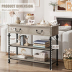 IDEALHOUSE 39'' Narrow Console Table with 2 Drawers, Farmhouse Sofa Table, Behind Couch Table with 2 Tier Storage Shelves, Entryway Table for Living Room, Hallway, Entrance, Foyer, Grey