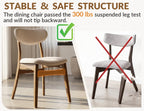 Wooden Dining Chairs Set of 2 - Farmhouse Fabric Upholstered Kitchen Chairs with Curved Back, Solid Wood Mid-Century Modern Side Chair for Dining Room, Beige & Walnut