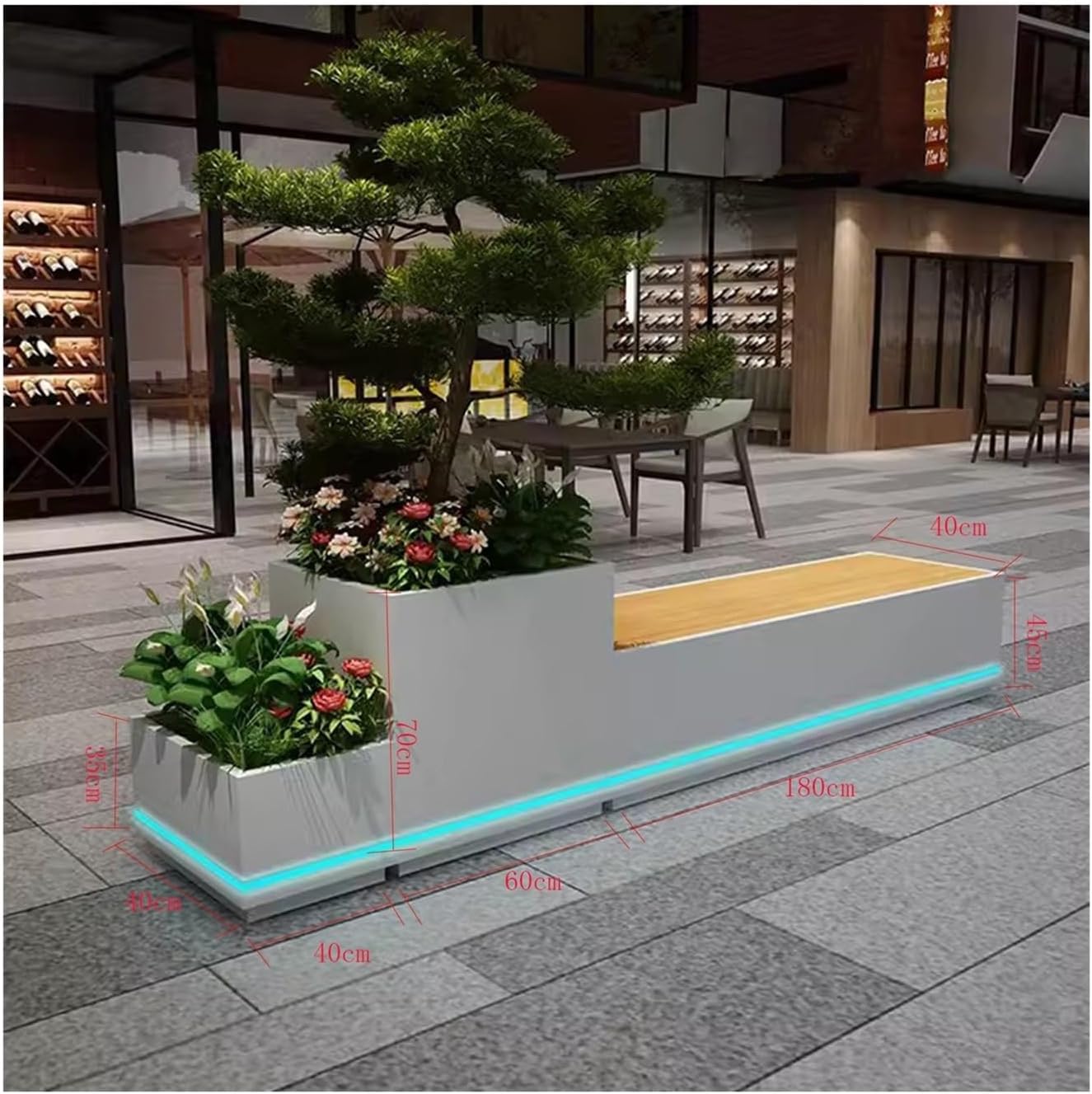 Planter Box with Bench Outdoor Flower Boxes Leisure Chairs Terraces Parks Courtyards Benches Beds