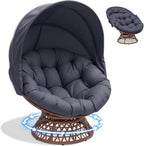 COMHOMA Papasan Chair, 36" Ergonomic Wicker Papasan Chair with Extra-Thick Soft Fabric Cushion, Heavy-Duty Steel Frame, 360° Swivel Base for Living Room, Lounge, Bedroom & Reading Nook – Grey