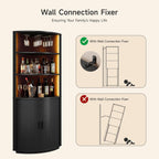 ONBRILL 72" Tall Corner Bar Cabinet with LED Lights, Fluted Wine Bar Cabinet with Storage, Mid-Century Modern Liquor Cabinets with Sliding Door & Wine Glass Holder, for Dining Room, Living Room Black