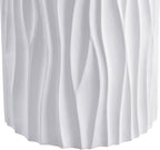 ø15.75'' Faux Stone Round Side Table Circle End Table for Living Room, Modern Unique Wavy Fluted Design, MGO Material for Indoor & Outdoor, No Assembly, White