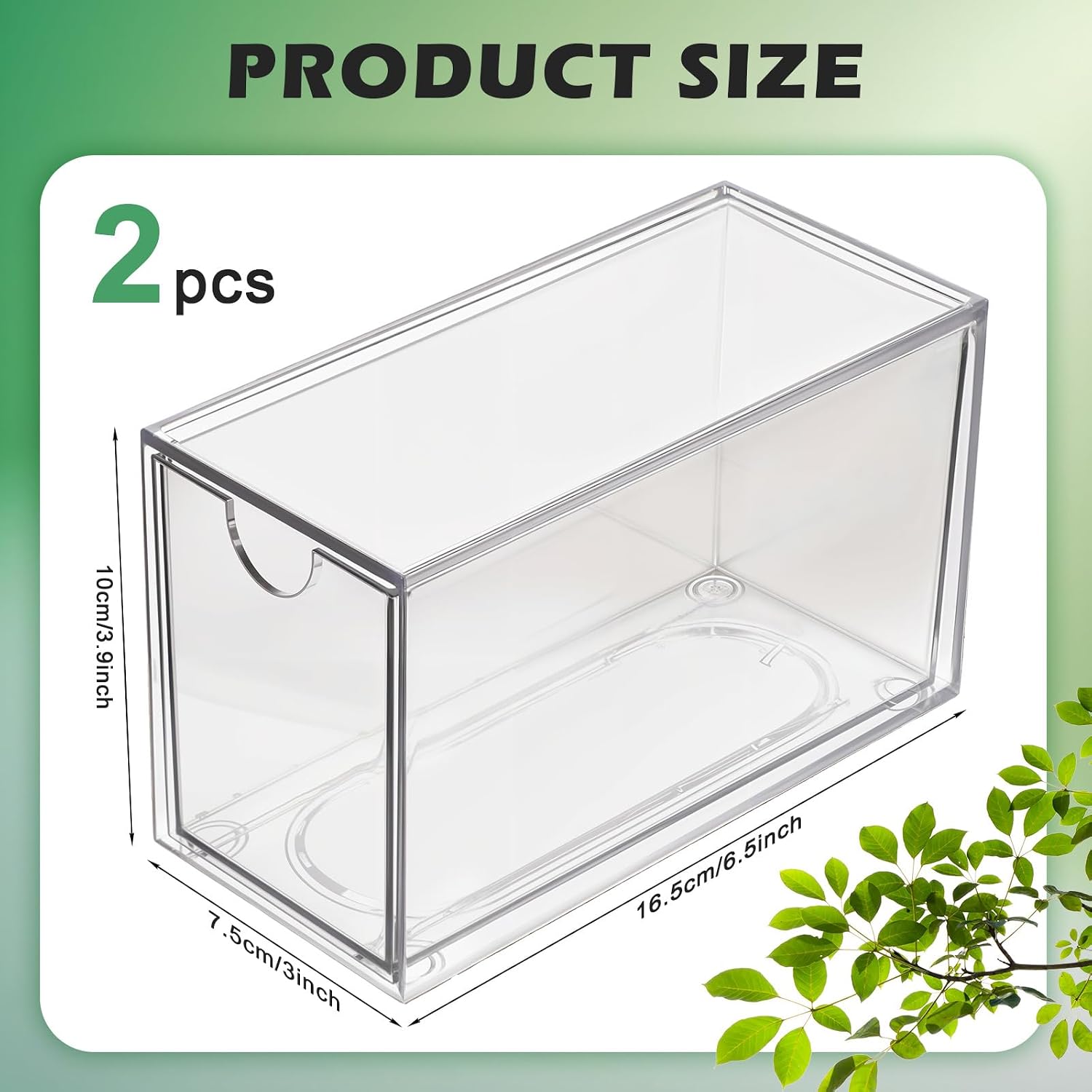 2 Pack Tea Bag Drawers Organizer - Clear Plastic Drawer Tea Bag Holder; Stackable & Portable, Wider Size, Well-Organized Storage for Tea Bags & Kitchen Essentials