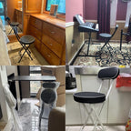 Modern White Folding Breakfast Kitchen Bar Stool with Backrest and Footrest Counter Height High Chair(Black+White,65cm/26inch)