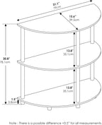 3-Tier Half-Round Console Table with Storage Shelf, Toolless Assembly Narrow Side Table, Sofa Table, Entryway Table, for Home Office, Living Room, Entryway, White Oak