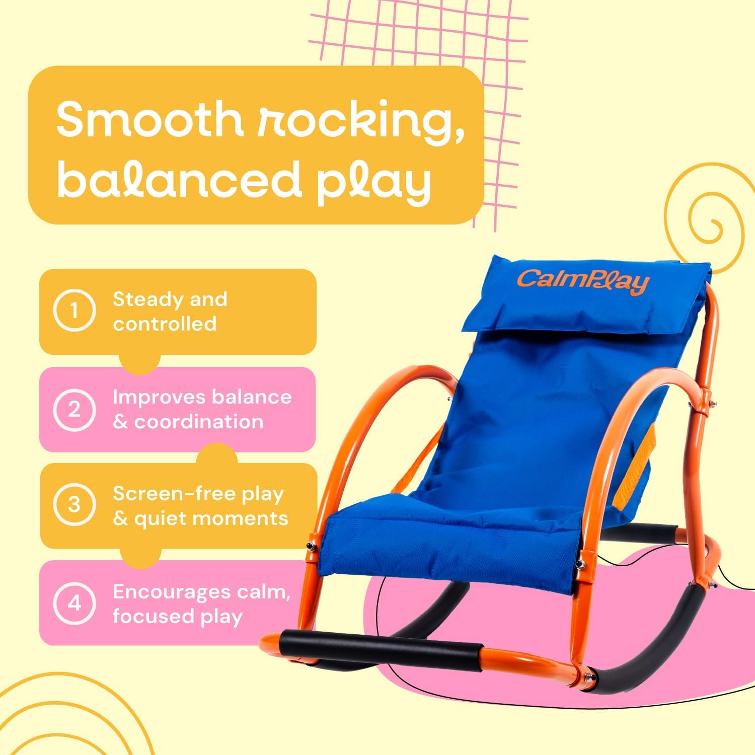 Kids Rocking Chair – Sensory Rocker for Kids Ages 3-8 – Calming Chair for Autism & Sensory Play – Indoor Rocker for Focus, Relaxation & Quiet Time