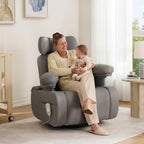 MAMAZING Lullapod Max Power Nursery Rocking Chair with Independent Recline & Footrest, Swivel Nursery Recliner Glider with Electric Adjustable Armrests, Silent Rocking, Oeko-TEX Certified