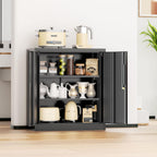 INTERGREAT Metal Storage Cabinet with Locking Doors, Lockable Steel Storage Cabinets with 2 Doors and Shelves, Black Metal Cabinets with Lock, Small Steel Cabinet for Office, Garage, Home, Shop
