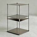 2 Tier Stainless Steel Side Table,Modular Stainless Steel Shelving Unit, Metal Storage Shelf Rack for Livingroom,Bedroom,Kitchen,Bathroom,Easy to Assemble