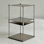 2 Tier Stainless Steel Side Table,Modular Stainless Steel Shelving Unit, Metal Storage Shelf Rack for Livingroom,Bedroom,Kitchen,Bathroom,Easy to Assemble
