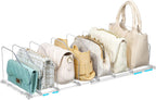 Vtopmart Free-Adjustable Purse Organizer for Closet with 2 Base, Clear Handbags Storage Organizer, Fits Different Bag Sizes & Closet Shelf, Expandable Plastic Shelf Dividers for Handbags, Wallets